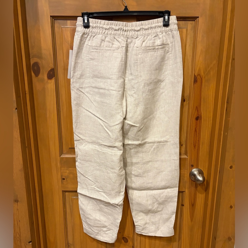 NWT Athleta Retreat High Rise Linen Ankle Pant, Undyed (natural or cream) Medium - Picture 2 of 7